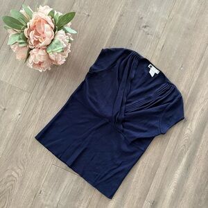 Vintage Carole Little Indigo Wrap Sweater Blouse